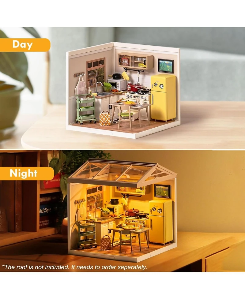 Robotime Miniature Happy Meals Kitchen Building Set Toys Playset Suitable for Mini Figures Construction Toys Diorama Kit Gifts for Teens Adults