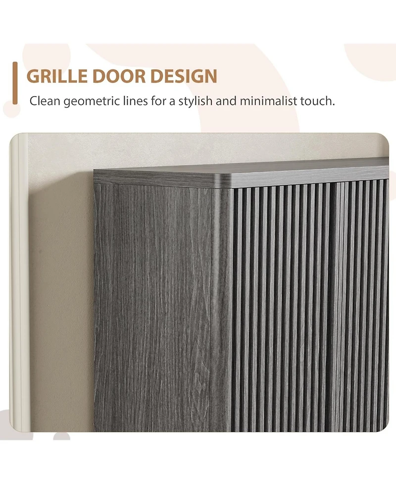 gaomon 46 Inch Shoe Cabinet Large Shoe Storage Cabinet with Adjustable Shelves Wooden Shoe Organizer with Fluted Door Holds 30-35 Pairs for Entryway