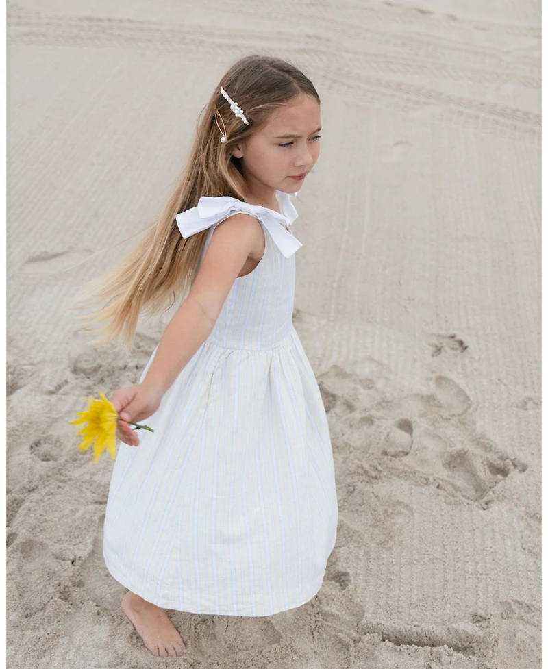Hope & Henry Toddler Girls Linen Bow Shoulder Dress