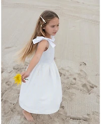 Hope & Henry Toddler Girls Linen Bow Shoulder Dress