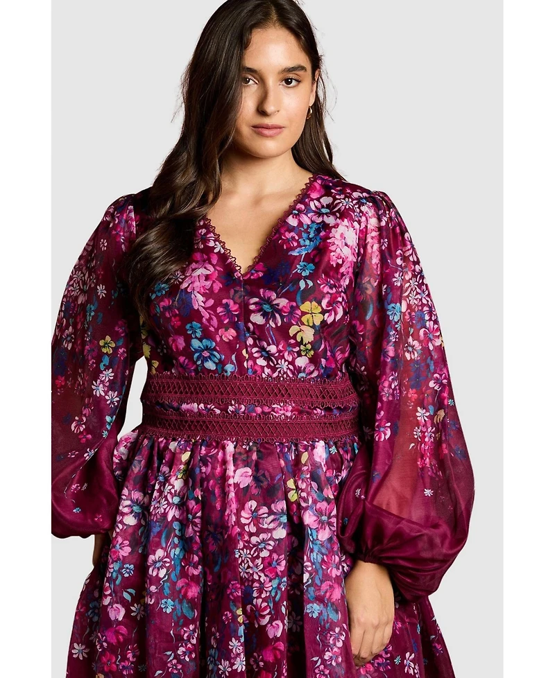 Coast Women's Plus Size Floral Organza Midaxi Dress