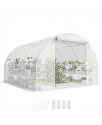 Outsunny Walk-in Tunnel house with Shelves, Hoop