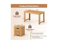 Slickblue Set of 3 Outdoor Acacia Wood Coffee Table and Stool Set