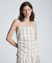 Kenneth Cole Women's Plaid Halter Neck Bustier Top