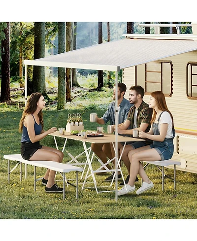 gamon Portable Folding Bench 6 Foot, Plastic Foldable Bench Hdpe Picnic Camping Party Sports Activities