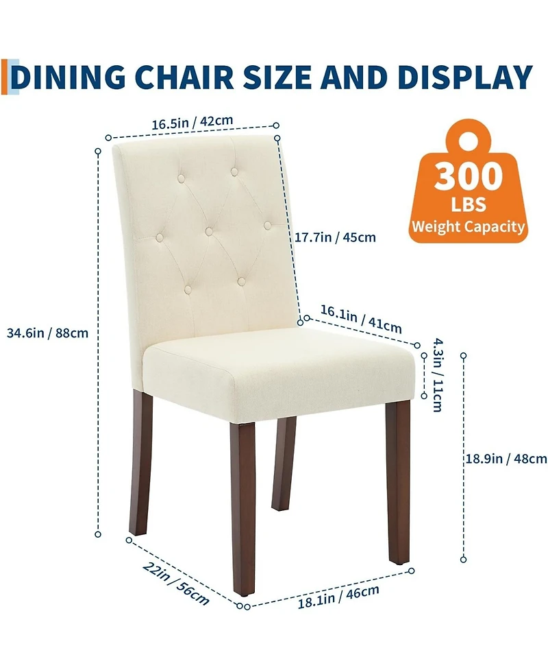 gaomon Parsons Button Tufted Dining Chairs Set of 4, Upholstered Fabric Chairs with Wood Legs
