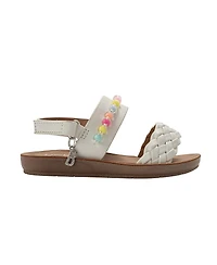 Bebe Little Girls Girl's Fashion Sandals Woven Vamp Style with Beads and Logo Charm