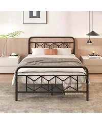 Full Size Bed Frame Mattress Foundation with Headboard 12.5" Under-bed Storage