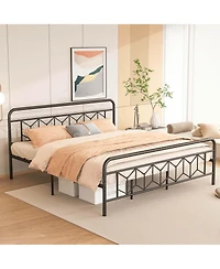 King Size Bed Frame Mattress Foundation with Headboard 12.5" Under-bed Storage