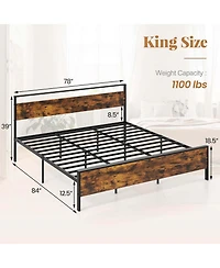 Costway Bed Frame with Wooden Headboard and Footboard Under-Bed Storage