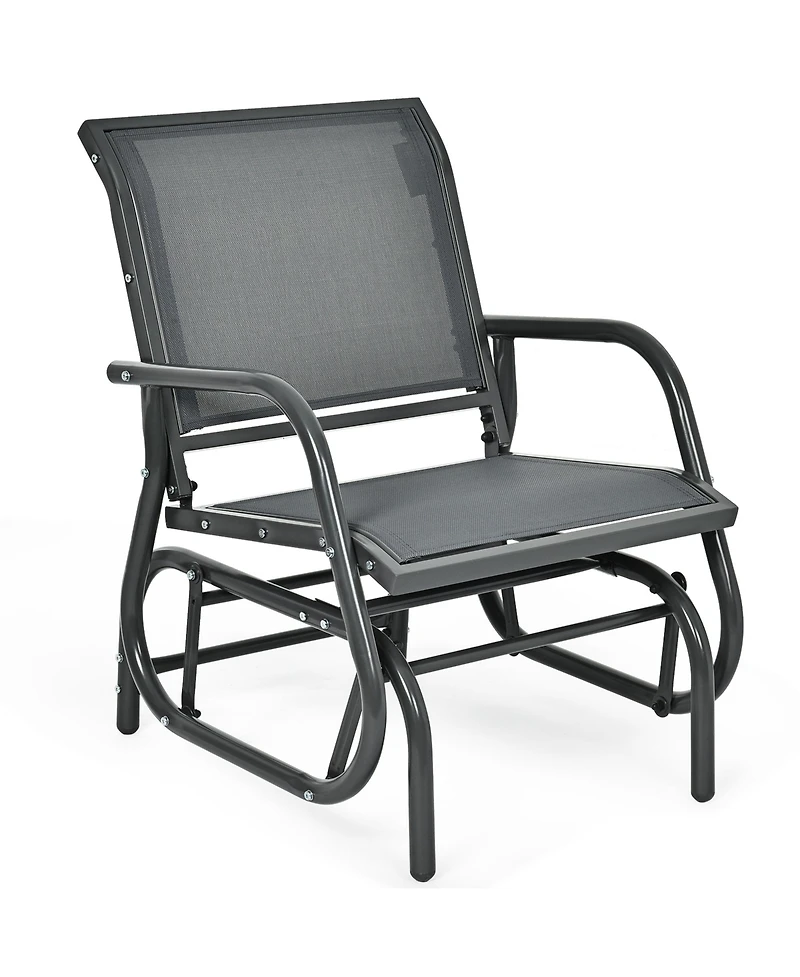 Gymax 2PCS Patio Swing Glider Chair Single Rocking Chair Yard Outdoory