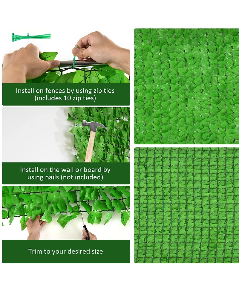 1 Pc 118x39in Artificial Ivy Privacy Fence Screen Faux Hedge Fence & Vine Decor
