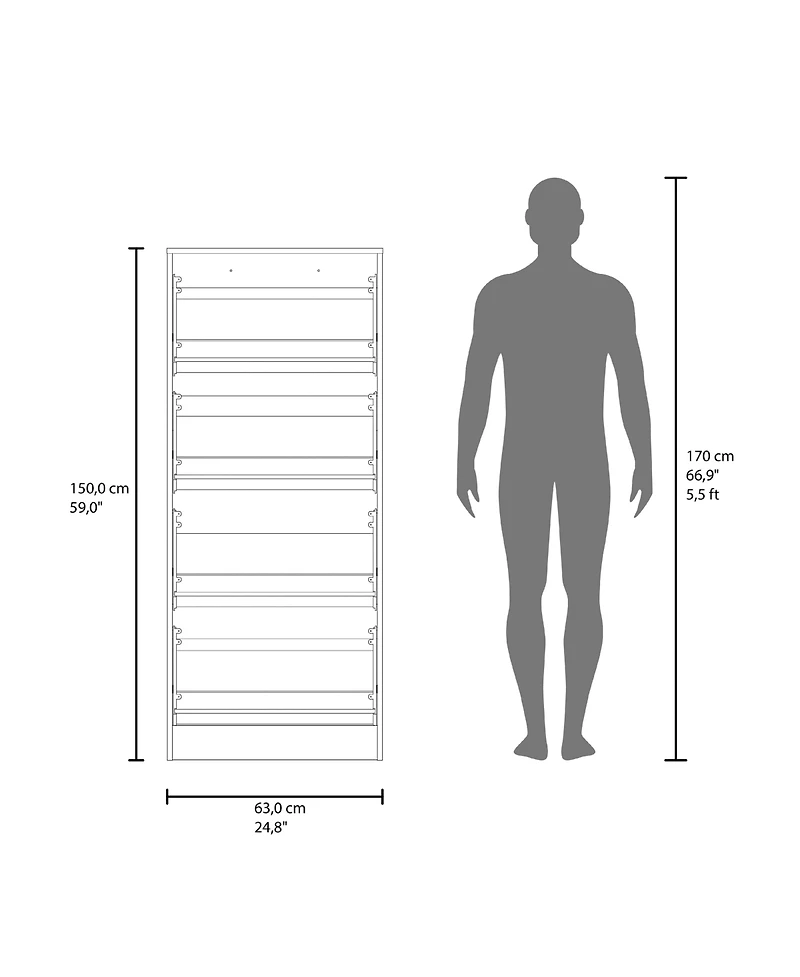 Fm Furniture Inola Vertical Shoe Cabinet with Doors for Home Organization,