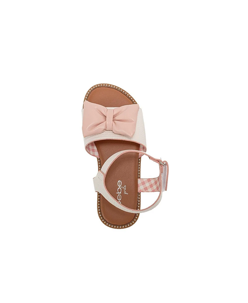 Bebe Little Girls Girl's Fashion Sandals – Dressy Shoes with Puffy Bow Accent and Hanging Charm
