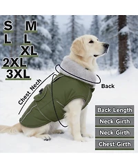 Aronkl Reflective Waterproof Dog Jacket with Fur Collar & Adjustable Buckle for Cold Weather