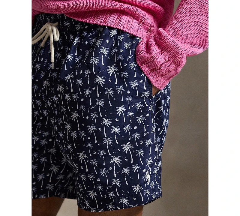 Polo Ralph Lauren Men's Logo and Palm Trees Printed Swim Trunks