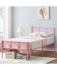 gaomon Twin Size Bed Frame with Headboard and Footboard, Twin Bed Frame for Girls/Boys/Teens, Heavy Duty Metal Slat Support
