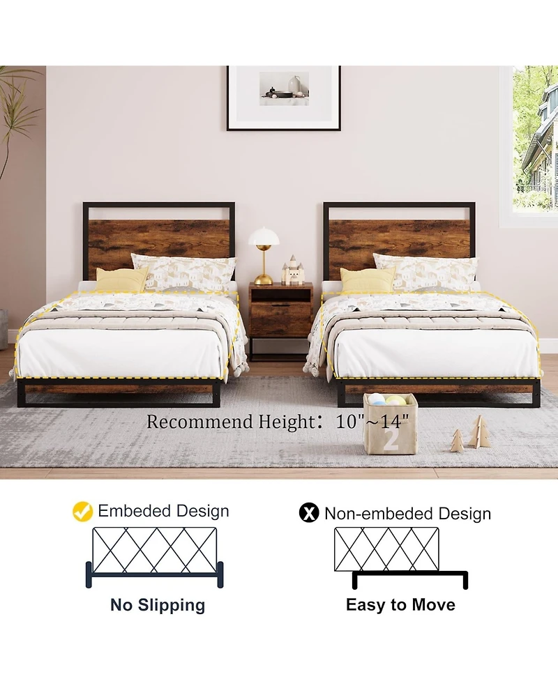 gaomon Bed Frame with Headboard and Footboard, Heavy Duty Slats Support with Under Bed Storage, Non-Slip, Easy Assembly