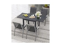 Slickblue Extendable Aluminum Outdoor Dining Set with 4 Stackable Chairs
