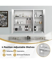 36" Wide Wall Mount Mirrored Bathroom Medicine Cabinet Organizer Mirror Door