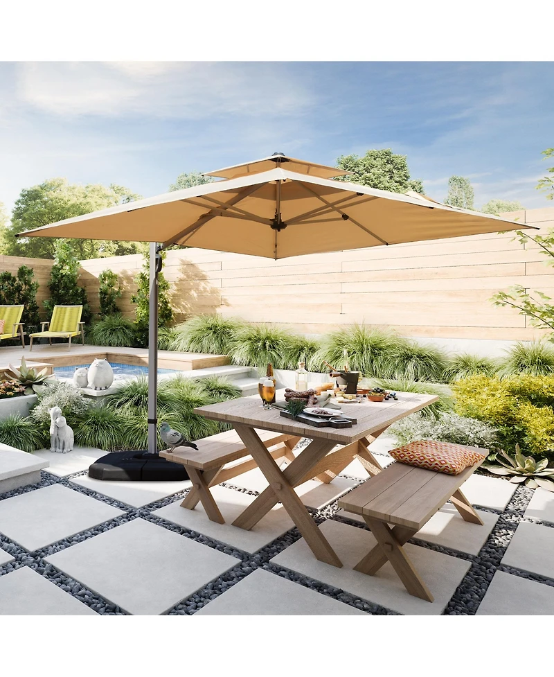 Mondawe 9 Feet Cantilever Tilt Patio Umbrella with Center Pole Base Not Included