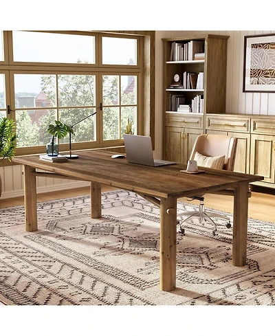 Tribesigns Solid Wood Home Office Desk, 62.99" Large Farmhouse Executive Desk, Computer Table for Office, Conference Room, Study Room