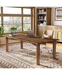 Tribesigns Solid Wood Home Office Desk, 62.99" Large Farmhouse Executive Desk, Computer Table for Office, Conference Room, Study Room