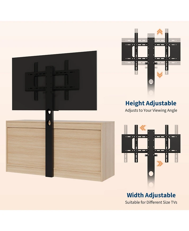 gaomon Tv Stand with Mount, 47.2" Modern Entertainment Center 6-Drawer Rattan Dresser