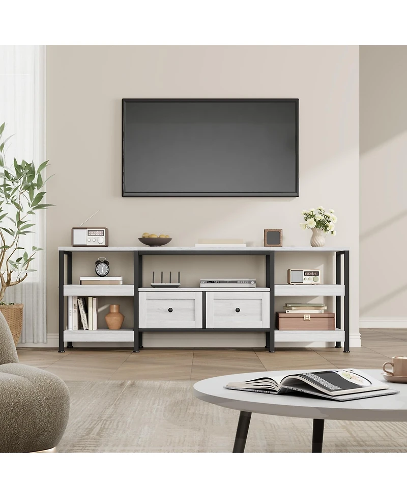 gaomon Industrial Media Console,Rustic Entertainment Center,Metal Frame Tv Stand with Storage DrawerFarmhouse Modern Tv Cabinet