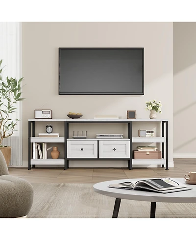 gaomon Industrial Media Console,Rustic Entertainment Center,Metal Frame Tv Stand with Storage DrawerFarmhouse Modern Tv Cabinet