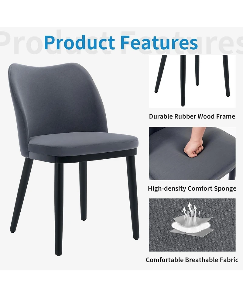 gaomon Velvet Dining Chairs Set of 4, Upholstered Side Chairs with Padded Seat & Wood Legs