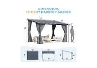 Aecojoy 12'x8' Wall Gazebo with Curtains and Mosquito Netting