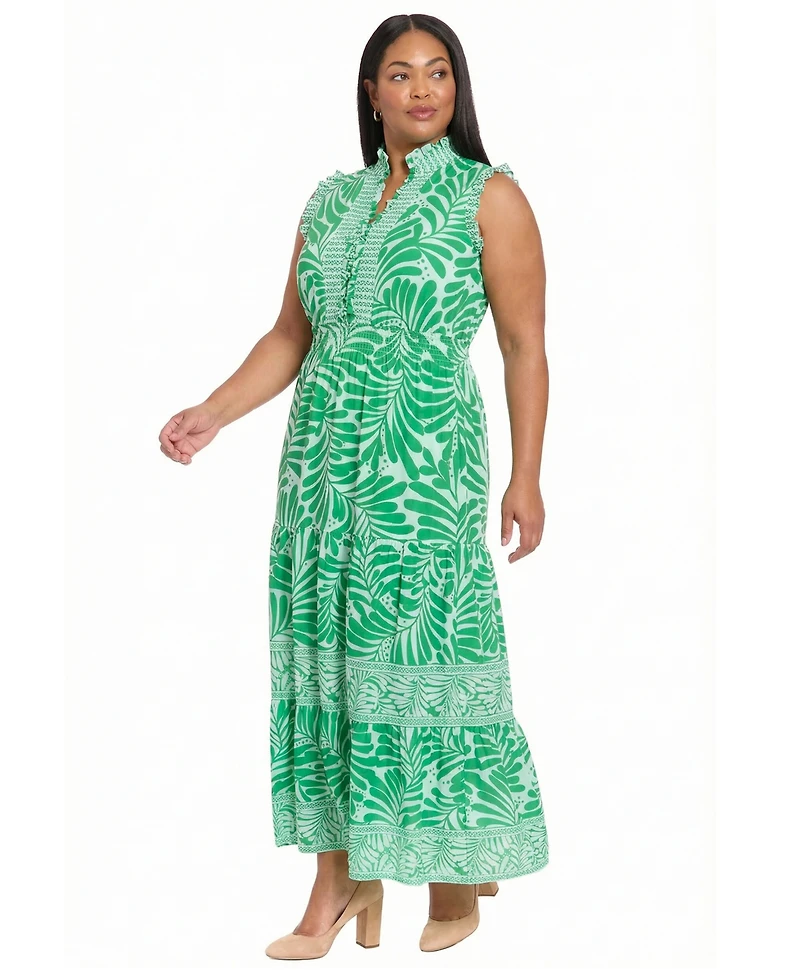 London Times Plus Split V-Neck Maxi Dress