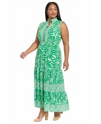 London Times Plus Split V-Neck Maxi Dress