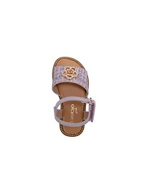 Bebe Little Girls Girl's Fashion Sandal with Flower Medallion and Hanging b Charm – Comfy Dressy Shoes