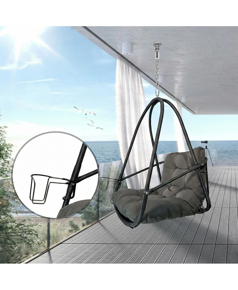 Clihome Wicker Rattan Swing Egg Chair without Stand