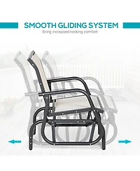 Clihome Porch Glider, Metal Frame Swing Glider Chair with Mesh Fabric, Curved