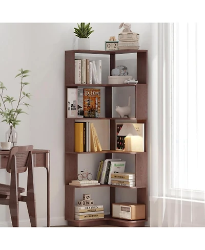 Rainsken 5 Tier L-Shaped Corner Bookshelf