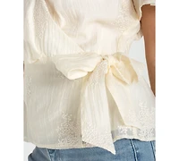 Liverpool Los Angeles Petite Wrap Front V-Neck Woven Top