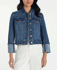 Liverpool Los Angeles Petite Bracelet-Length High-Cuff Trucker Jacket