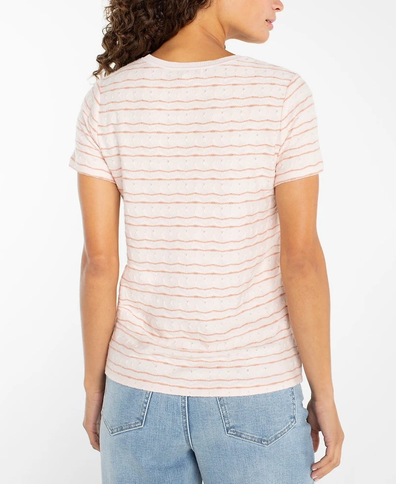 Liverpool Los Angeles Petite Crewneck Knit T-Shirt