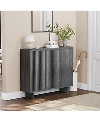 gaomon 46 Inch Shoe Cabinet with Fluted Door 5-Tier Storage Cabinet Rustic Entryway Shoe Bench for Hallway