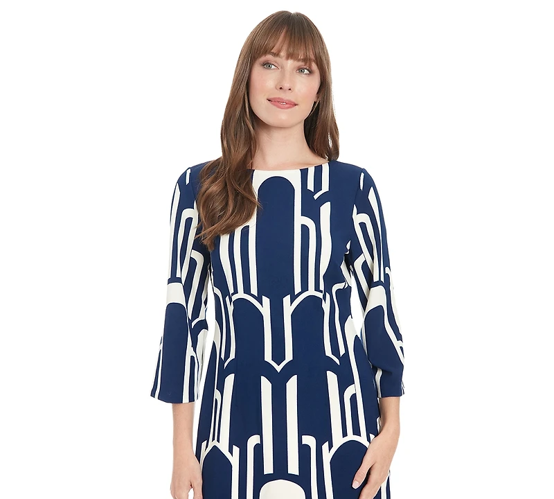 London Times Women's Boat Neck Mini Sheath Dress