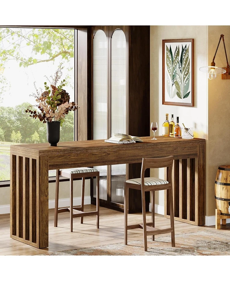 Tribesigns 63-inch Bar Table, Farmhouse Counter Height Pub Dining Table, Rectangular Kitchen Bar Height Table