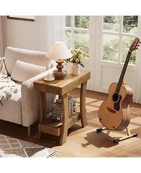 Tribesigns 2-Tier Rectangular End Table, Narrow Side Table, Small Night Stand for Bedroom, Living Room, Small Spaces