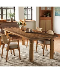 Tribesigns Solid Wood Dining Table for 6, 63-Inch Wooden Kitchen Table with Strong Legs, Farmhouse Rectangle Dinner Table