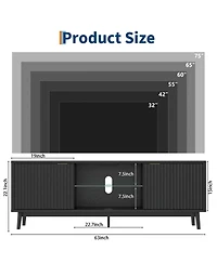 gaomon Tv Stand Entertainment Center with Storage Cabinets,Open Shelves & Power Outlets Media Tv Console Table for Up to 75" Tv