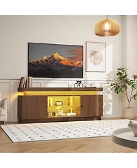 gaomon Tv Stand Entertainment Center with Storage Cabinets,Open Shelves & Power Outlets Media Tv Console Table for Up to 75" Tv