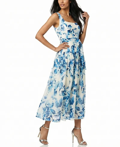 Taylor Petite Square Neck Tiered Midi Dress