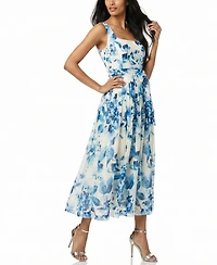 Taylor Petite Square Neck Tiered Midi Dress